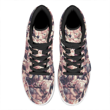 Sakura Cherry Blossom Print High Top Leather Sneakers