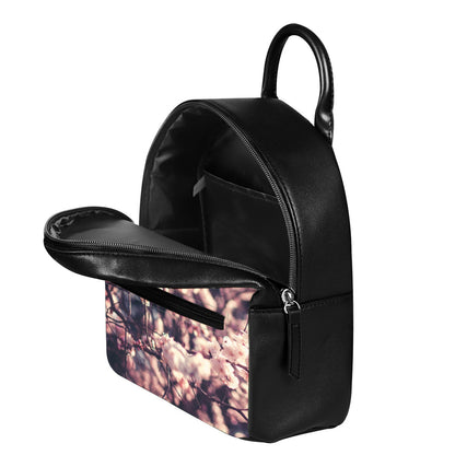 Sakura Cherry Blossom Print Leather Backpack