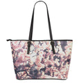 Sakura Cherry Blossom Print Leather Tote Bag With Zipper