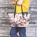 Sakura Cherry Blossom Print Leather Tote Bag