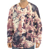 Sakura Cherry Blossom Print Long Sleeve Baseball Jersey