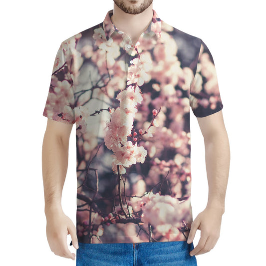 Sakura Cherry Blossom Print Men's Polo Shirt