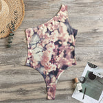Sakura Cherry Blossom Print One Shoulder Bodysuit