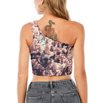 Sakura Cherry Blossom Print One Shoulder Crop Top