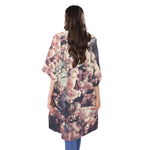 Sakura Cherry Blossom Print Open Front Beach Cover Up