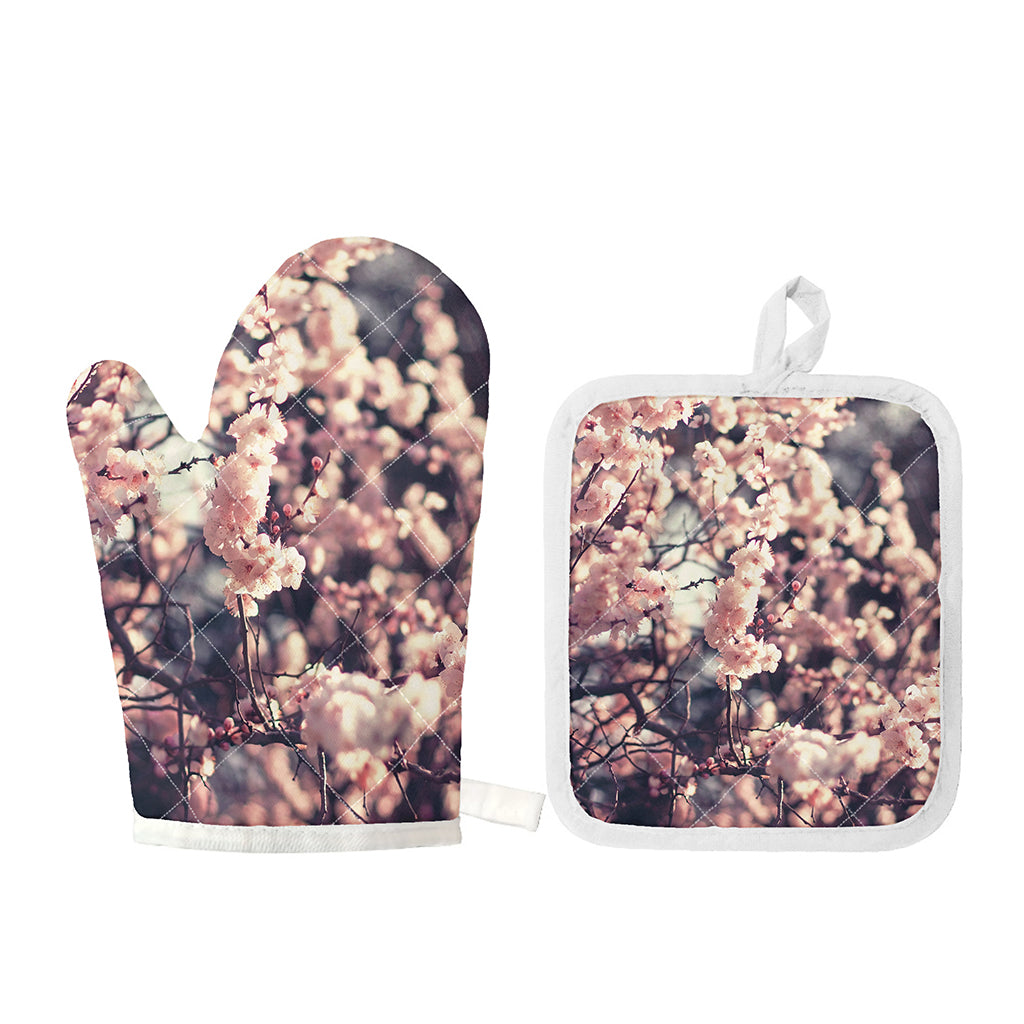 Sakura Cherry Blossom Print Oven Mitt And Pot Holder Set