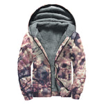 Sakura Cherry Blossom Print Sherpa Lined Zip Up Hoodie