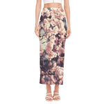 Sakura Cherry Blossom Print Side Slit Maxi Skirt