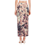 Sakura Cherry Blossom Print Side Slit Maxi Skirt