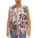 Sakura Cherry Blossom Print Sleeveless Baseball Jersey