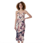 Sakura Cherry Blossom Print Slim Fit Midi Cami Dress