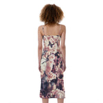 Sakura Cherry Blossom Print Slim Fit Midi Cami Dress