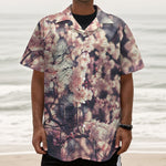 Sakura Cherry Blossom Print Textured Short Sleeve Shirt