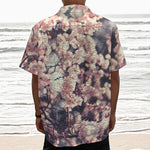 Sakura Cherry Blossom Print Textured Short Sleeve Shirt