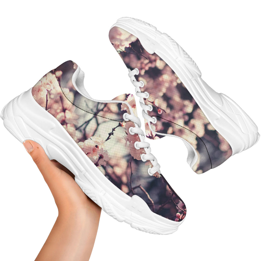 Sakura Cherry Blossom Print White Chunky Shoes