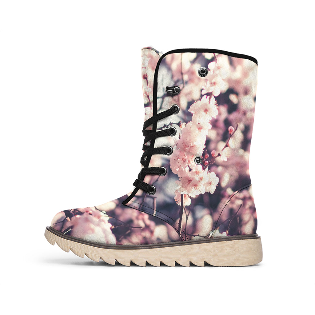 Sakura Cherry Blossom Print Winter Boots