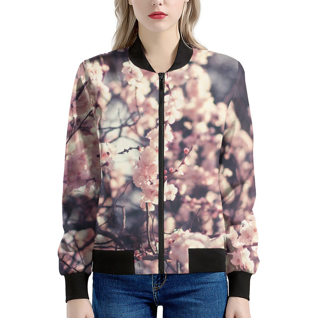 Sakura Cherry Blossom Print Women's Bomber Jacket