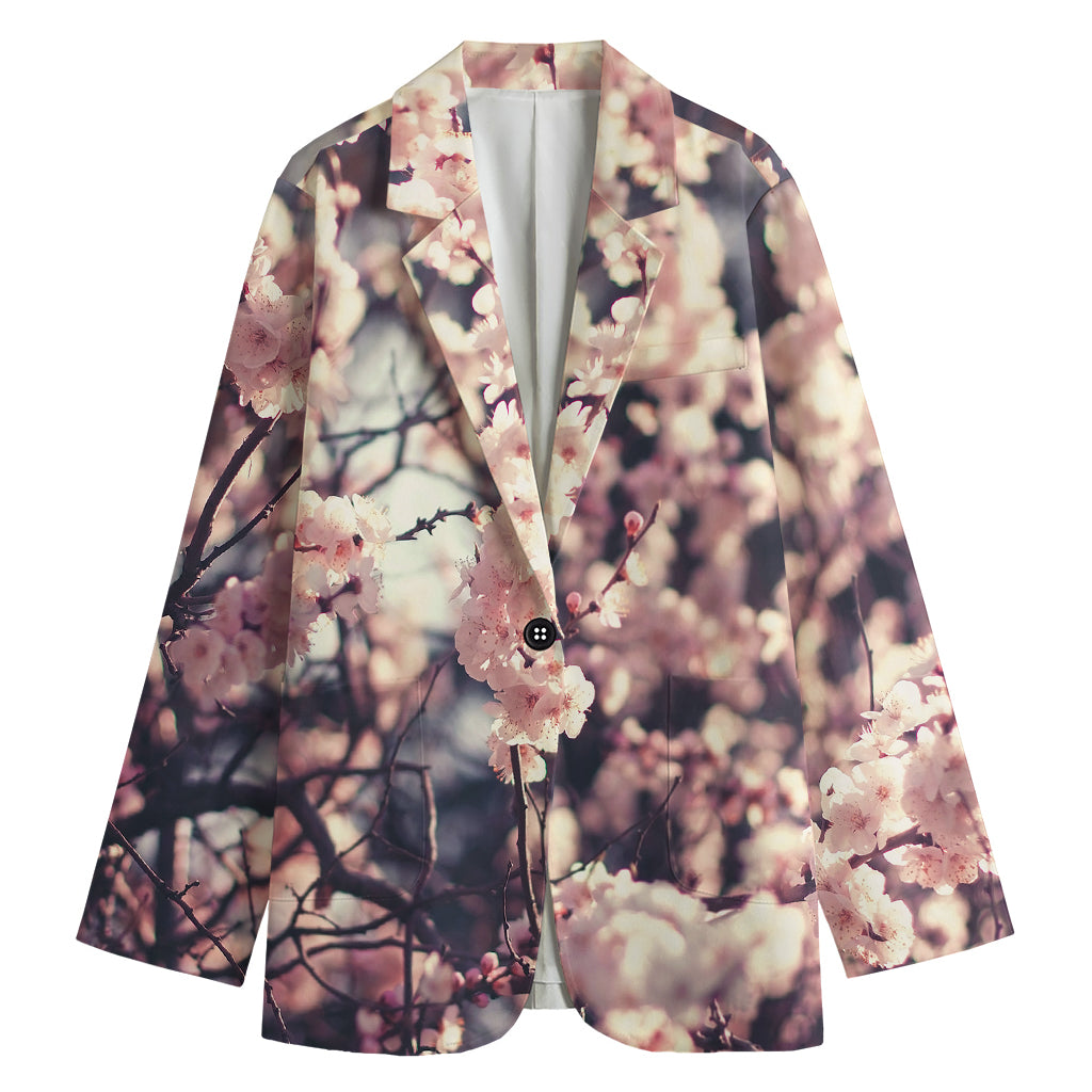 Sakura Cherry Blossom Print Women's Cotton Blazer