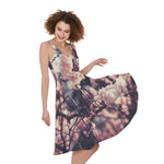 Sakura Cherry Blossom Print Women's Sleeveless Dress