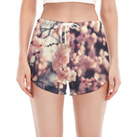 Sakura Cherry Blossom Print Women's Split Running Shorts