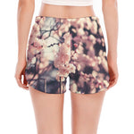 Sakura Cherry Blossom Print Women's Split Running Shorts