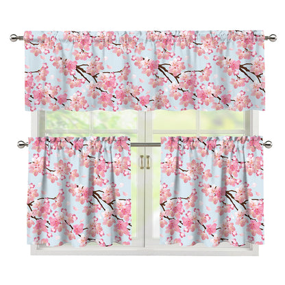 Sakura Flower Cherry Blossom Print 3 Piece Kitchen Curtains