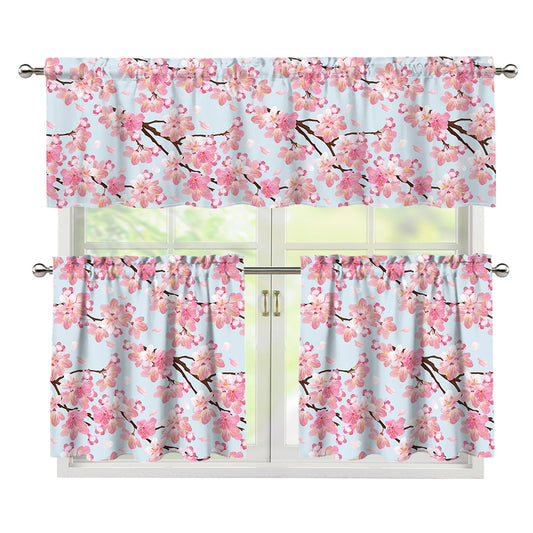 Sakura Flower Cherry Blossom Print 3 Piece Kitchen Curtains