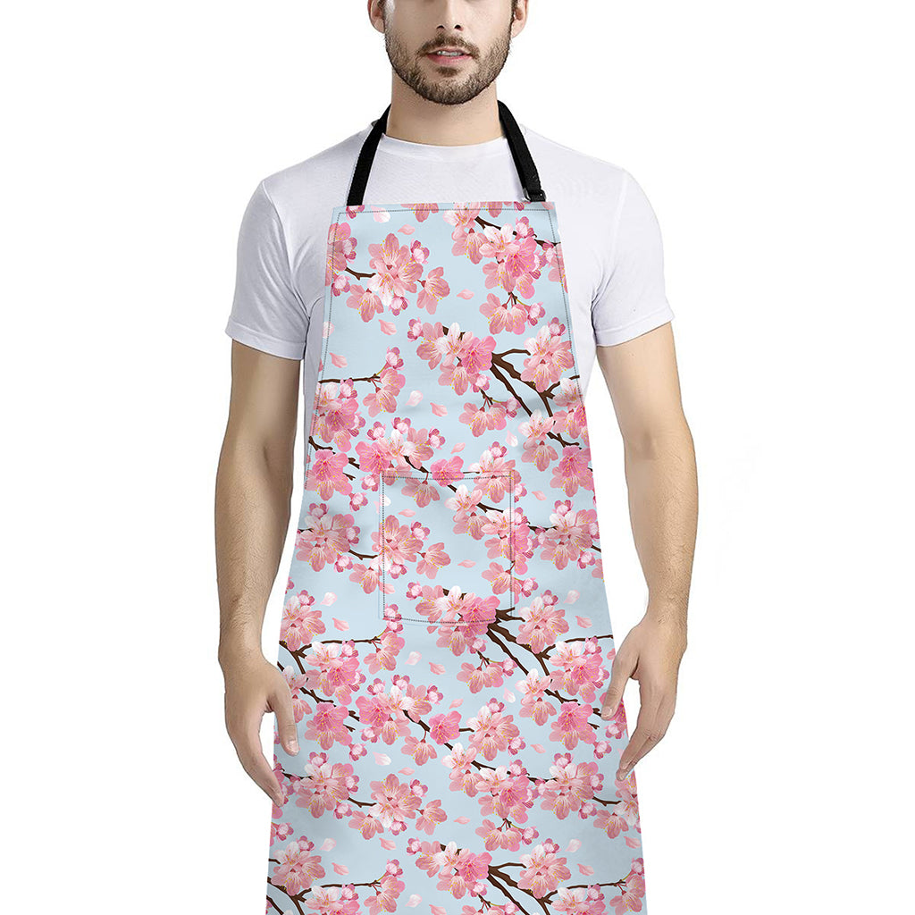 Sakura Flower Cherry Blossom Print Bib Apron With Pocket