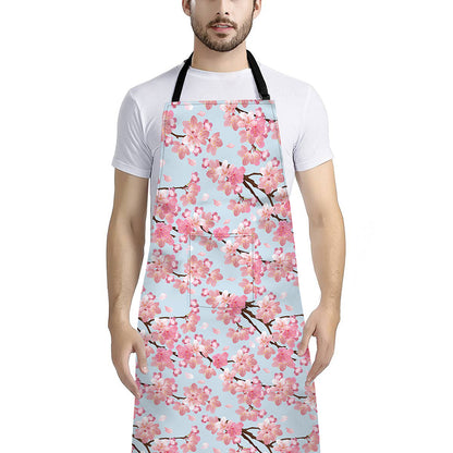 Sakura Flower Cherry Blossom Print Bib Apron With Pocket