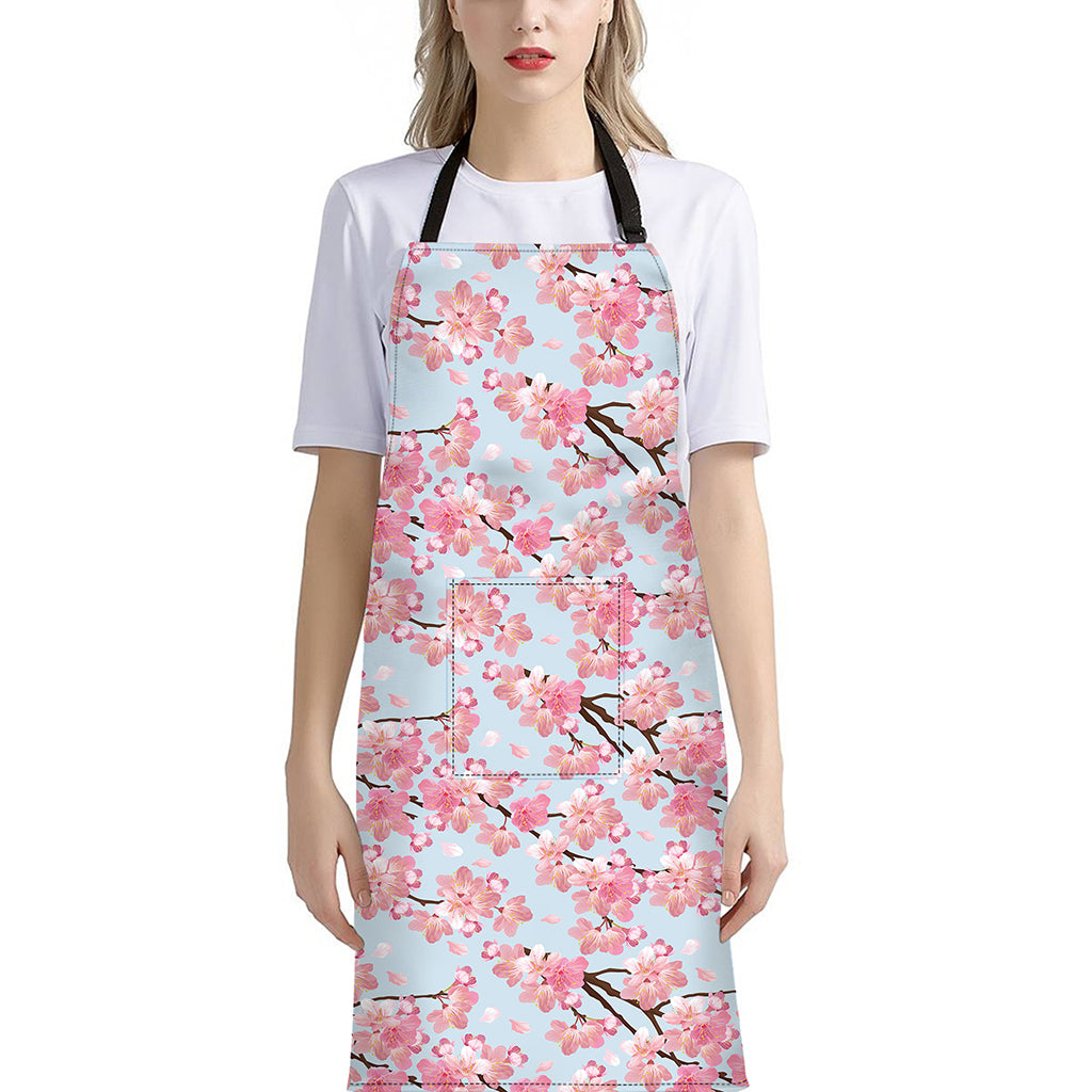 Sakura Flower Cherry Blossom Print Bib Apron With Pocket