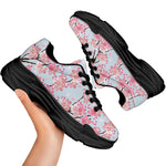 Sakura Flower Cherry Blossom Print Black Chunky Shoes