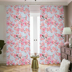 Sakura Flower Cherry Blossom Print Blackout Pencil Pleat Curtains