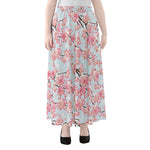 Sakura Flower Cherry Blossom Print Chiffon Maxi Skirt