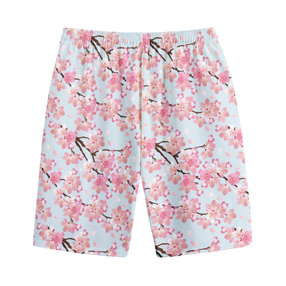 Sakura Flower Cherry Blossom Print Cotton Shorts
