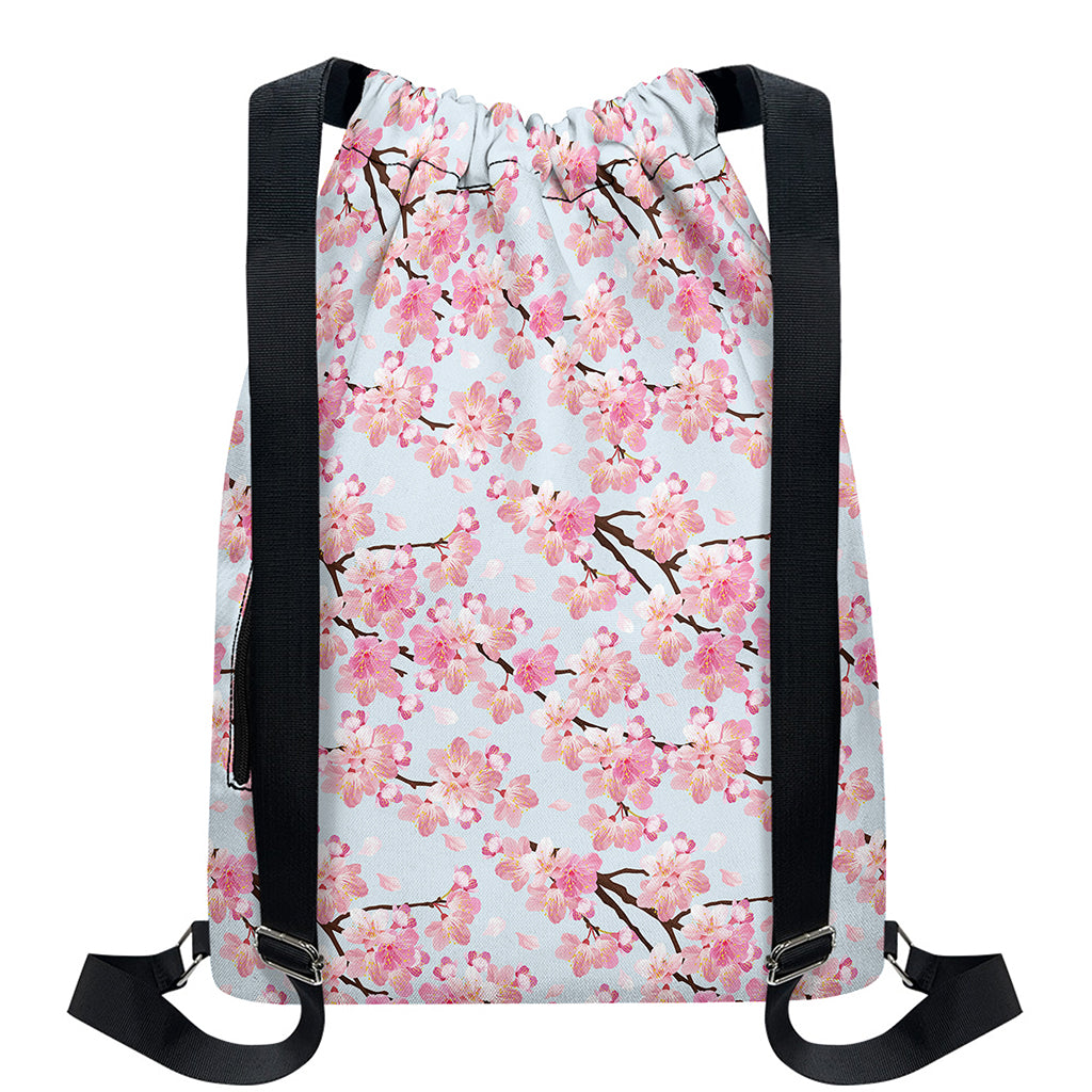 Sakura Flower Cherry Blossom Print Drawstring Backpack