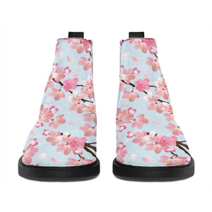 Sakura Flower Cherry Blossom Print Flat Ankle Boots