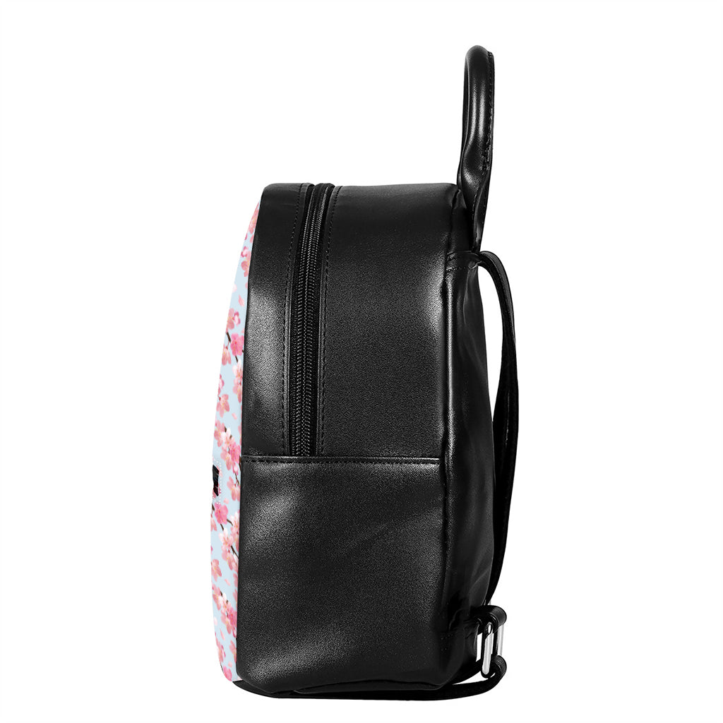 Sakura Flower Cherry Blossom Print Leather Backpack