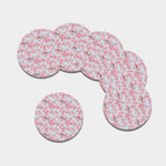 Sakura Flower Cherry Blossom Print Leather Coaster Set
