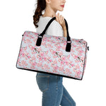 Sakura Flower Cherry Blossom Print Leather Duffle Bag