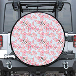 Sakura Flower Cherry Blossom Print Leather Spare Tire Cover