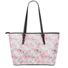 Sakura Flower Cherry Blossom Print Leather Tote Bag