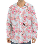 Sakura Flower Cherry Blossom Print Long Sleeve Baseball Jersey