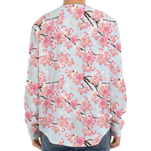 Sakura Flower Cherry Blossom Print Long Sleeve Baseball Jersey