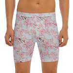 Sakura Flower Cherry Blossom Print Men's Long Boxer Briefs