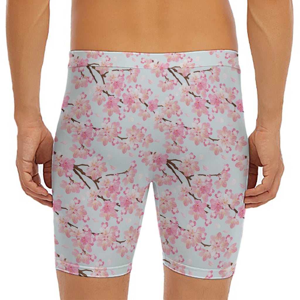 Sakura Flower Cherry Blossom Print Men's Long Boxer Briefs