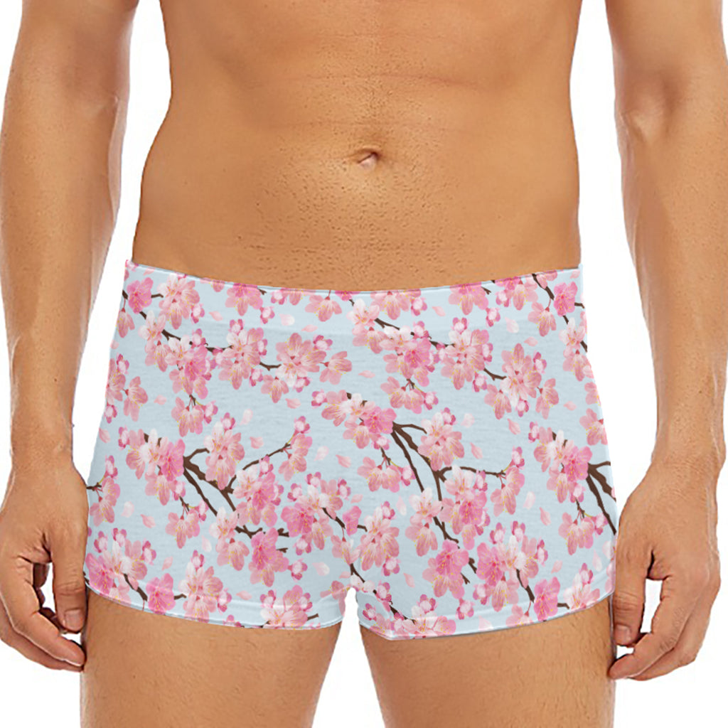 Sakura Flower Cherry Blossom Print Men's Short Boxer Briefs