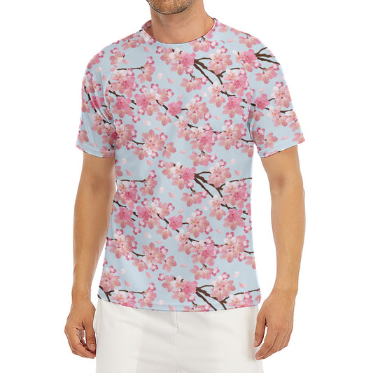 Sakura Flower Cherry Blossom Print Men's Short Sleeve Rash Guard