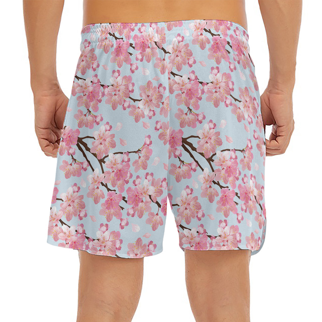 Sakura Flower Cherry Blossom Print Men's Split Running Shorts