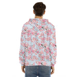 Sakura Flower Cherry Blossom Print Men's Velvet Pullover Hoodie