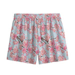 Sakura Flower Cherry Blossom Print Mesh Shorts